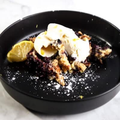 Lemon Blueberry Dump Cake with Icecream