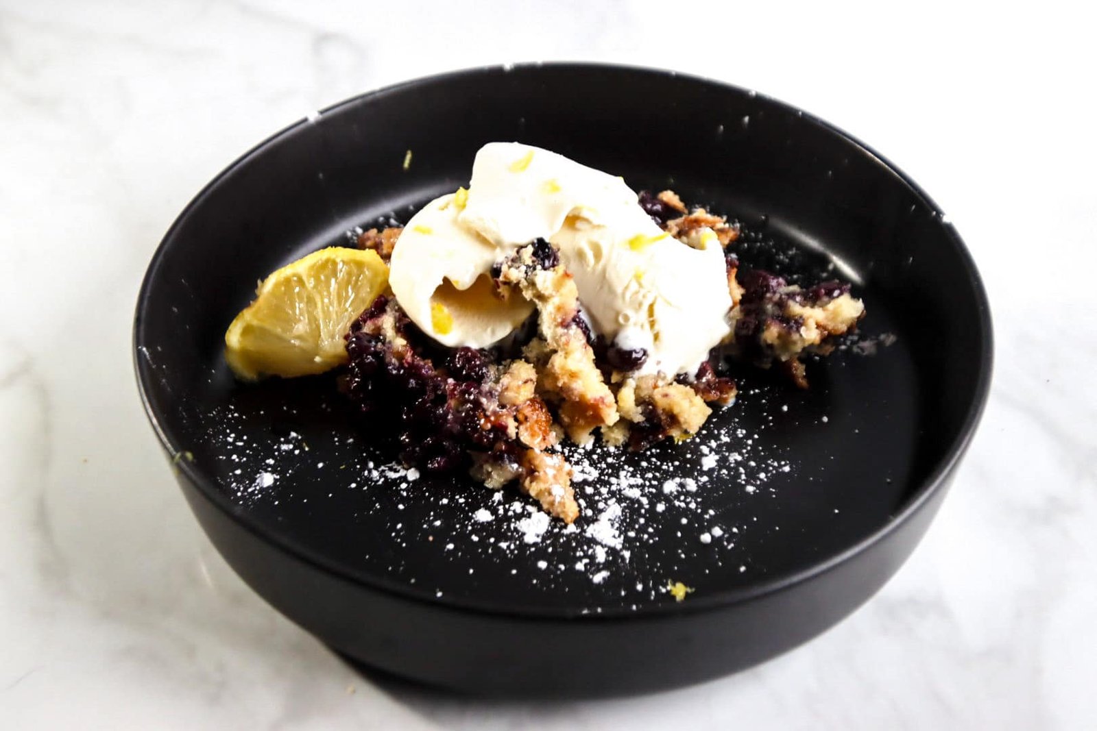 Lemon Blueberry Dump Cake with Icecream