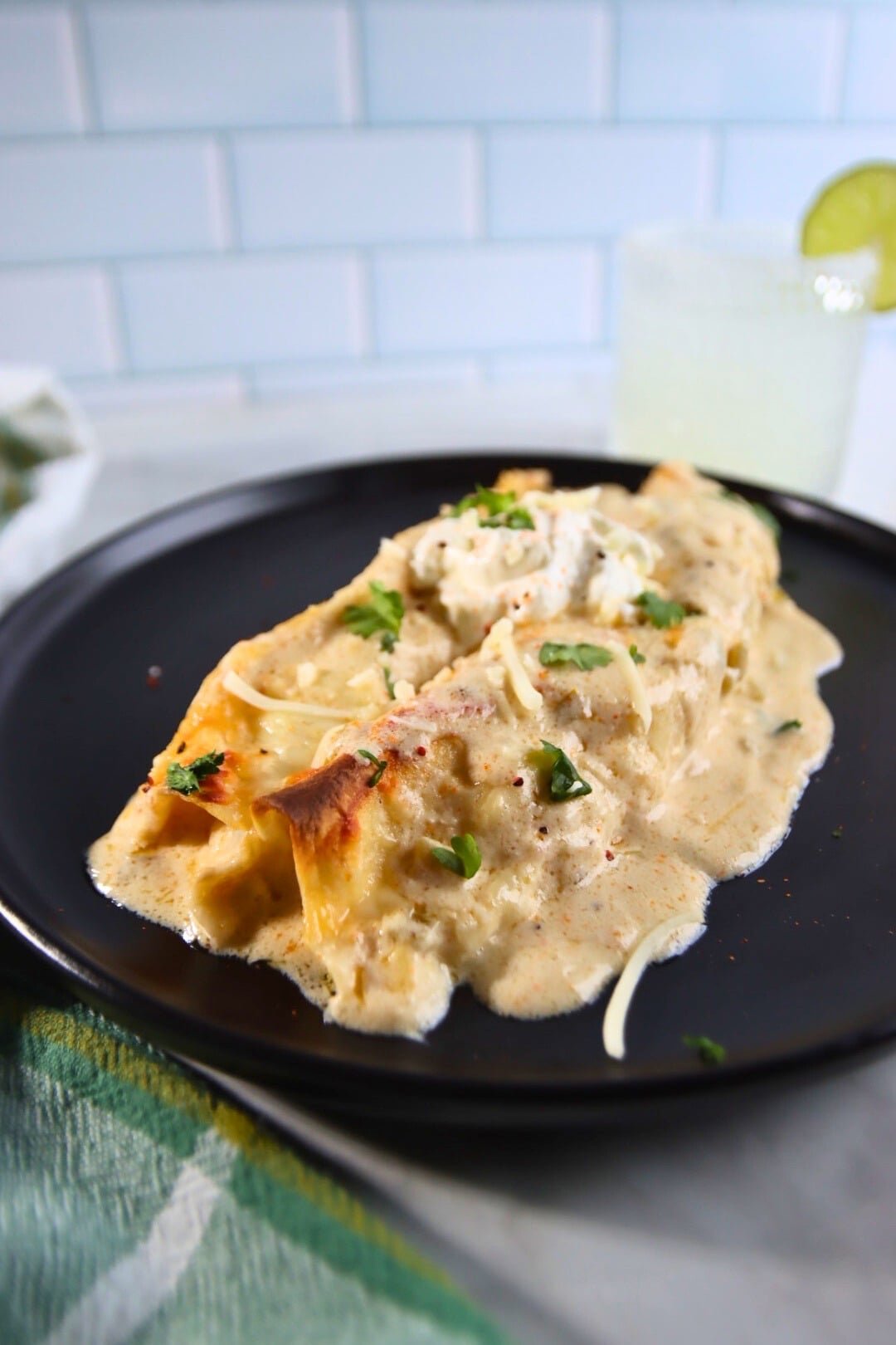 White enchiladas on a plate