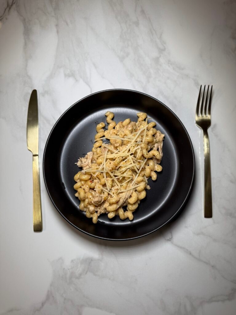 Parmesan Garlic Pasta on a plate